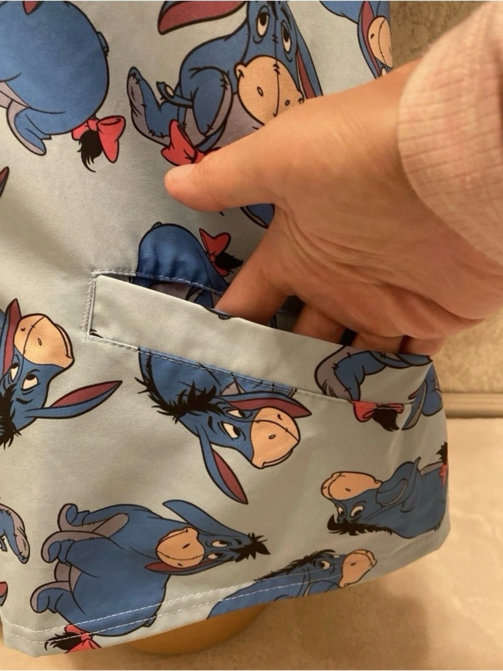 Disney Light Blue Eeyore Print Scrub Top - Picture 4 of 14